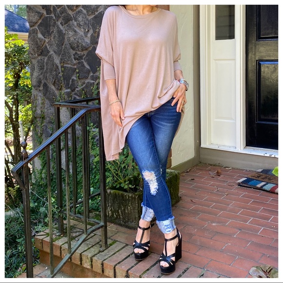 OVERSIZED LOOSE FIT MOCHA KNIT SWEATER - Picture 4 of 8